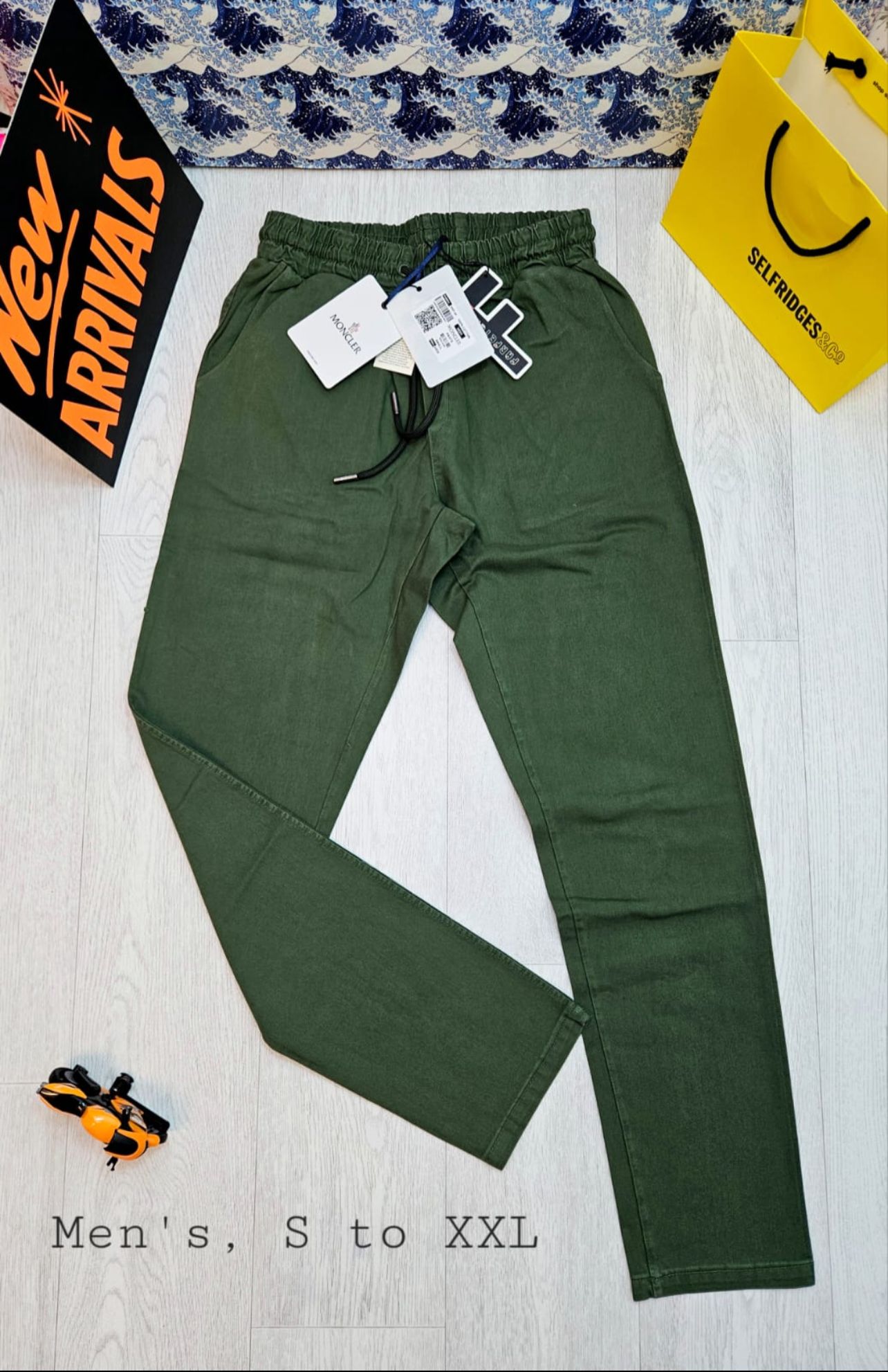 Men’s Army Green Moncler-Style Trousers | Smart Casual | Sizes S–XXL