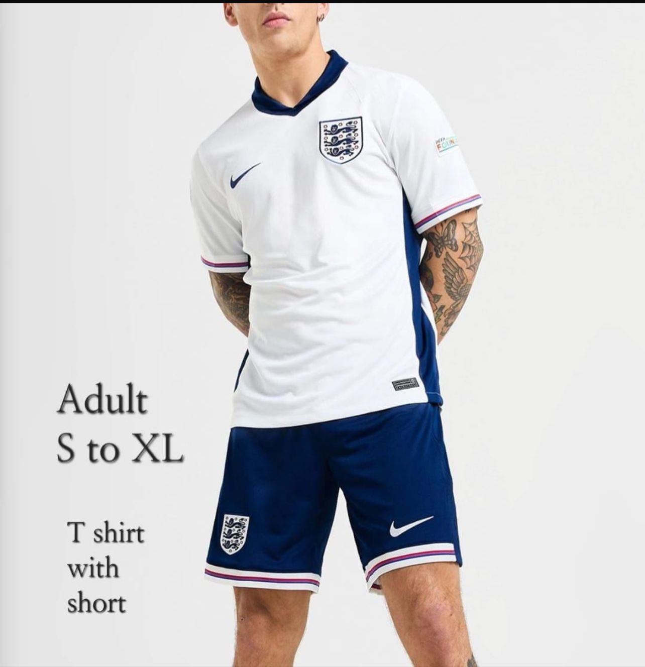 England Football Kit – Adult Size (S to XL) | T-Shirt & Shorts Set
