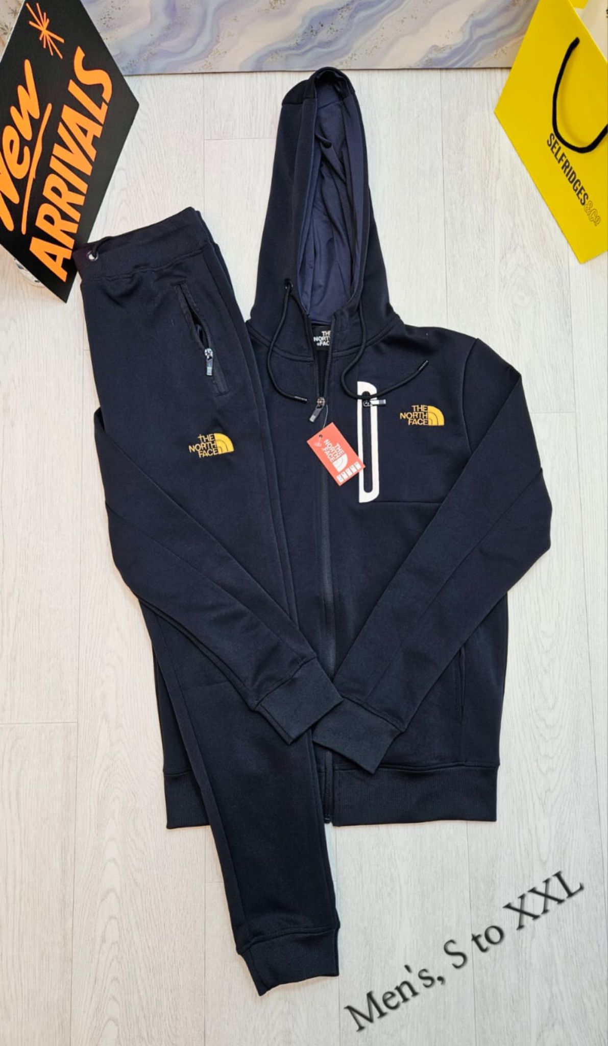 Men’s Black Hooded Tracksuit – The North Face Style | Sizes S to XXL