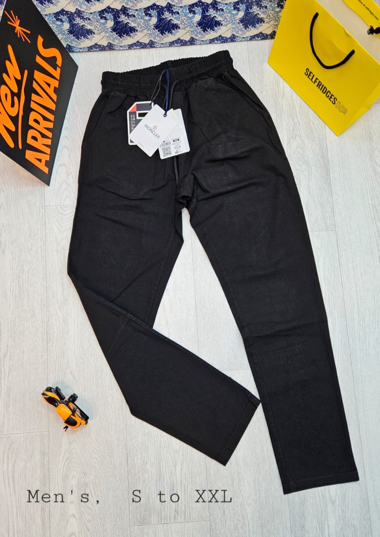 Men’s Black Moncler-Style Casual Trousers | Sizes S to XXL