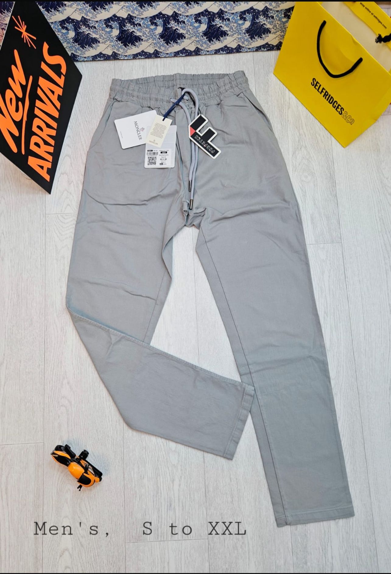 Men’s Grey Moncler-Style Smart Casual Trousers | Sizes S to XXL
